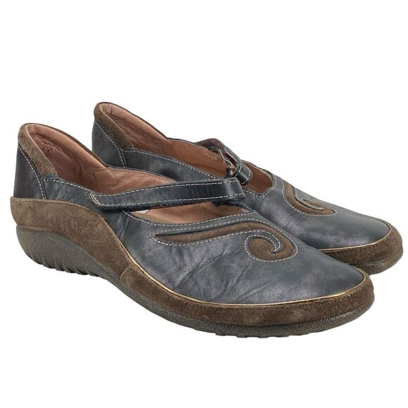 Naot Womens Matai Mary Jane Koru Flats Size 41 Swirl Design Pearl Black (HF18) - Picture 1 of 10